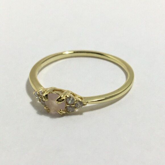 Yellow Gold Plated Sterling Silver Ring Size 7 Pink Lab Created Cubic Zirconia - Picture 7 of 16